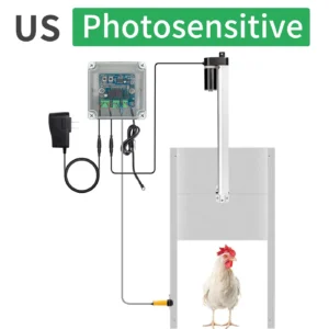 Automatic Door 66W Multipurpose Chicken Door White Door Opener for Farmers Wear-resistant Chicken Door for Protect Poultry