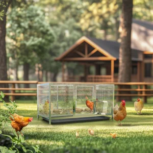 Outdoor Stainless Steel Chicken Coop for 10 Poultry Duck Rabbit Hen House Dog Cage with Anti-Ultraviolet Cover and Tray