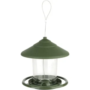 Plastic Pavilion Bird Feeder with Round Shaped Roof Hanging Wild Food Container Outdoor Garden Decoration Pet Supplies