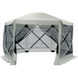 12' x 12' Hexagon Screen House, Pop Up Tent Portable Gazebo Canopy Shelter with Mesh Netting Walls, Carry Bag and Shaded Interi