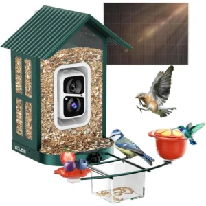 Soliom Bird Feeder with Camera Solar Powered, 2K Live Video, Squirrel Proof Metal Case, Hummingbird & Suet Ball DIY Add on