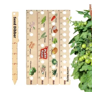 Wooden Plant Ruler with Seed Dibber Seed Spacing Ruler with Plant Dibber Gardening Tools