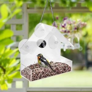 Smart Bird House Pet Feeder with Acrylic Material and 1080P HD Camera for Outdoor Garden Monitoring